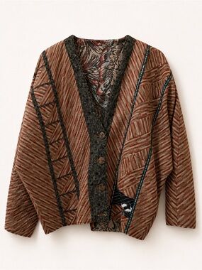 Reversible Patchwork Kimono Jacket Botanical Crane Art to Wear One Size